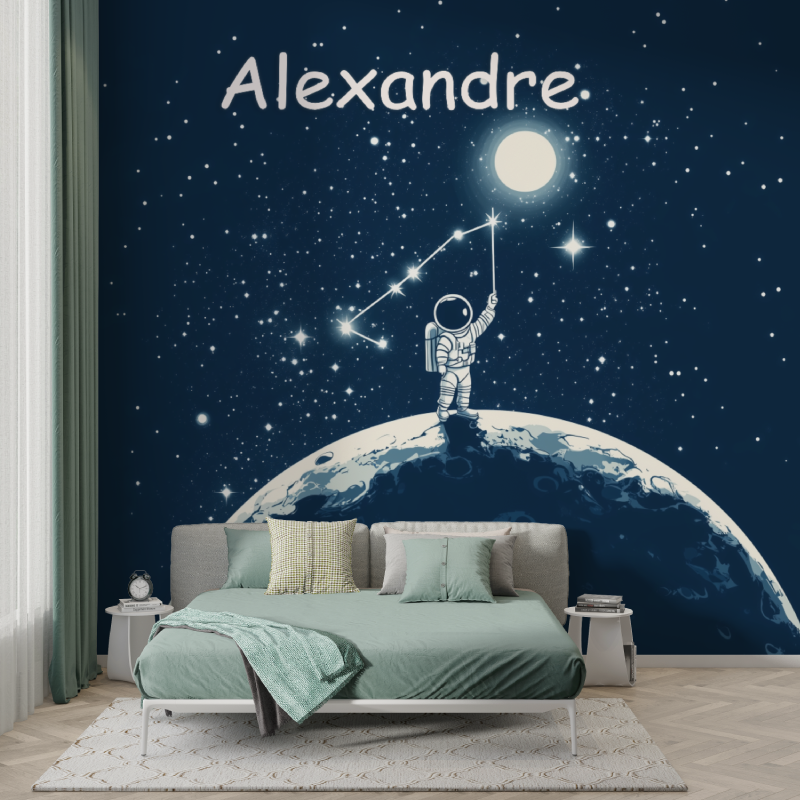 Astronauten-Jungen-Namenstapete | Wandbildtapete