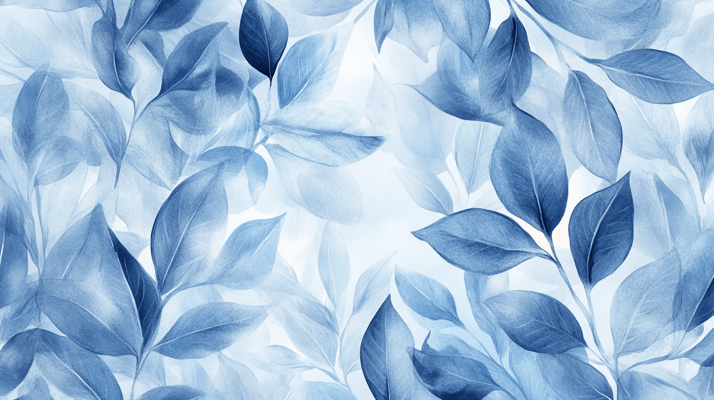 Abstract Blue Leaves Watercolor Wallpaper | Murals Wallpaper