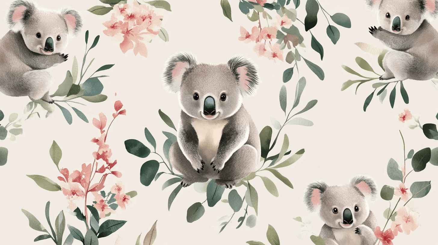 Koala Wallpaper and Silk Ribbon | Murals Wallpaper