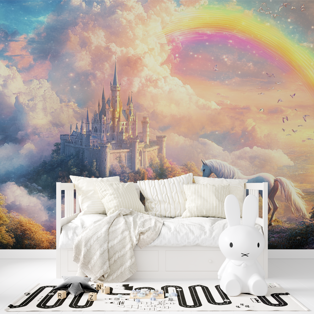 Unicorn Princess and Rainbow Wallpaper | Murals Wallpaper