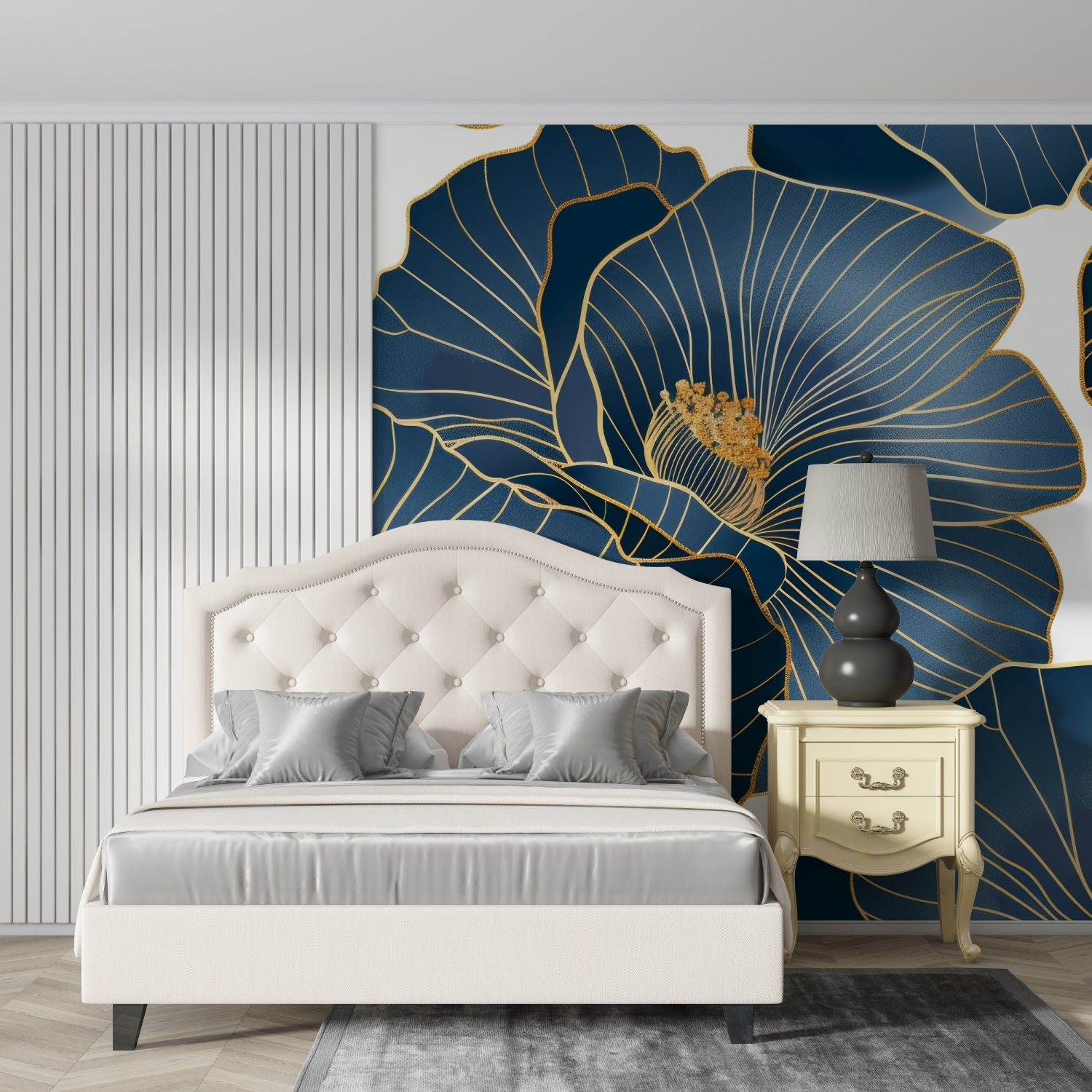Art Deco Golden Flowers Wallpaper | Murals Wallpaper