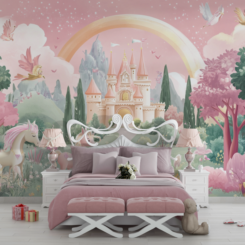 Princess Kingdom and Rainbow Wallpaper | Murals Wallpaper