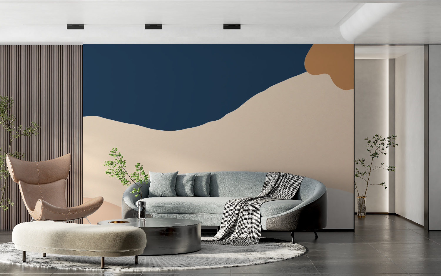 Blue and Terracotta Wallpaper | Murals Wallpaper
