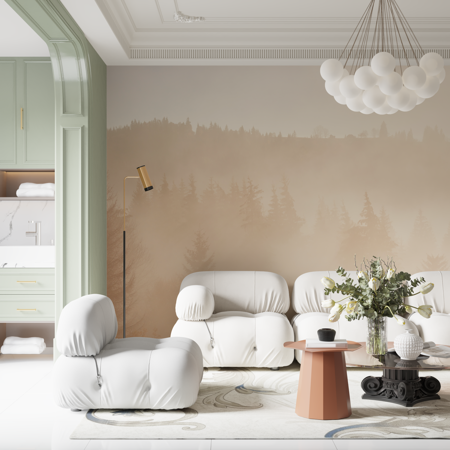 Warm Beige Forest Cocooning Wallpaper | Murals Wallpaper
