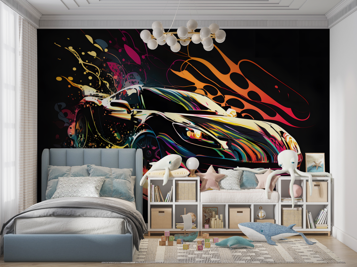 Black Car and Graffiti Wallpaper | Murals Wallpaper