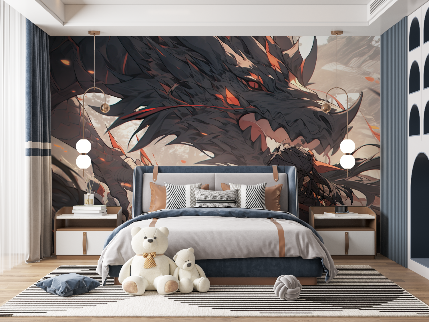 Anime Dragon Protector Wallpaper | Murals Wallpaper