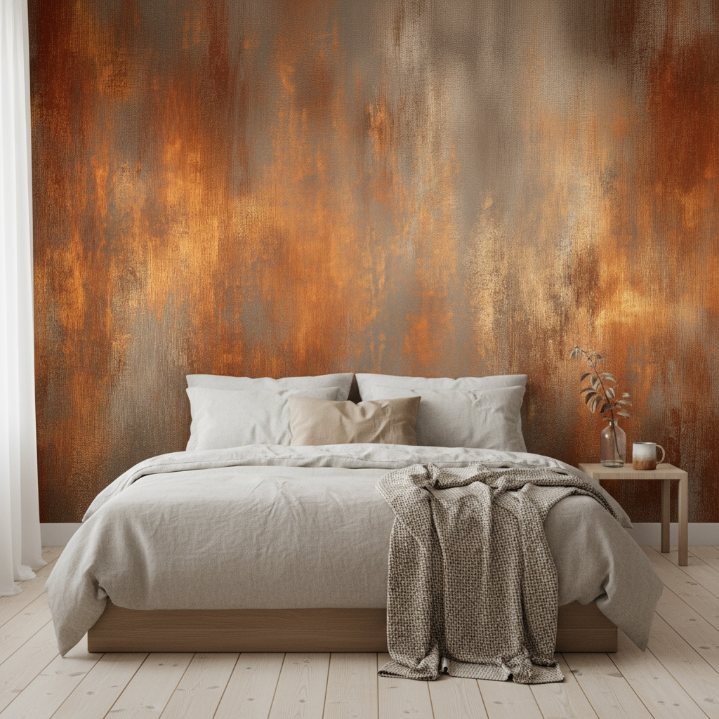 Rustic Copper Metallic Texture Mural Wallpaper