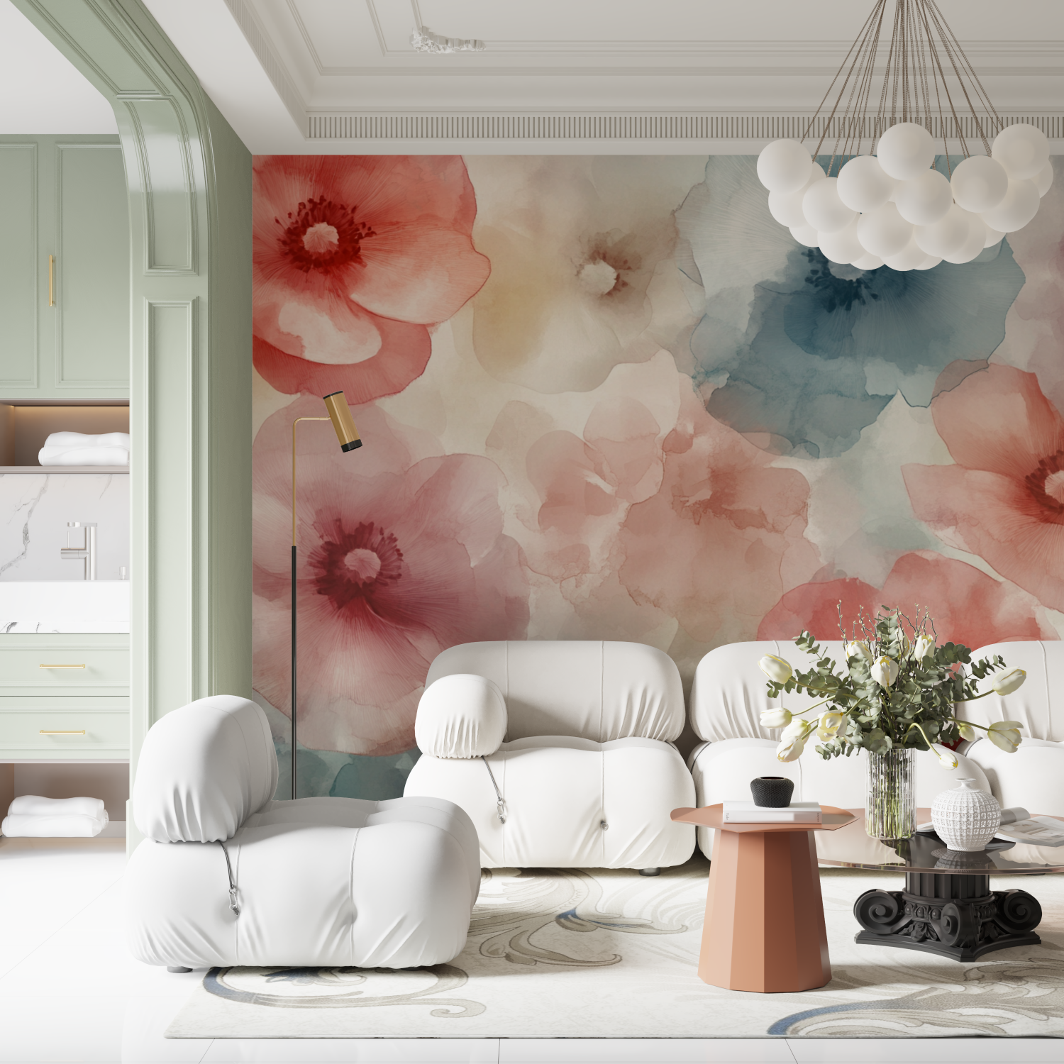 Delicate Airy Floral Watercolor Wallpaper | Murals Wallpaper