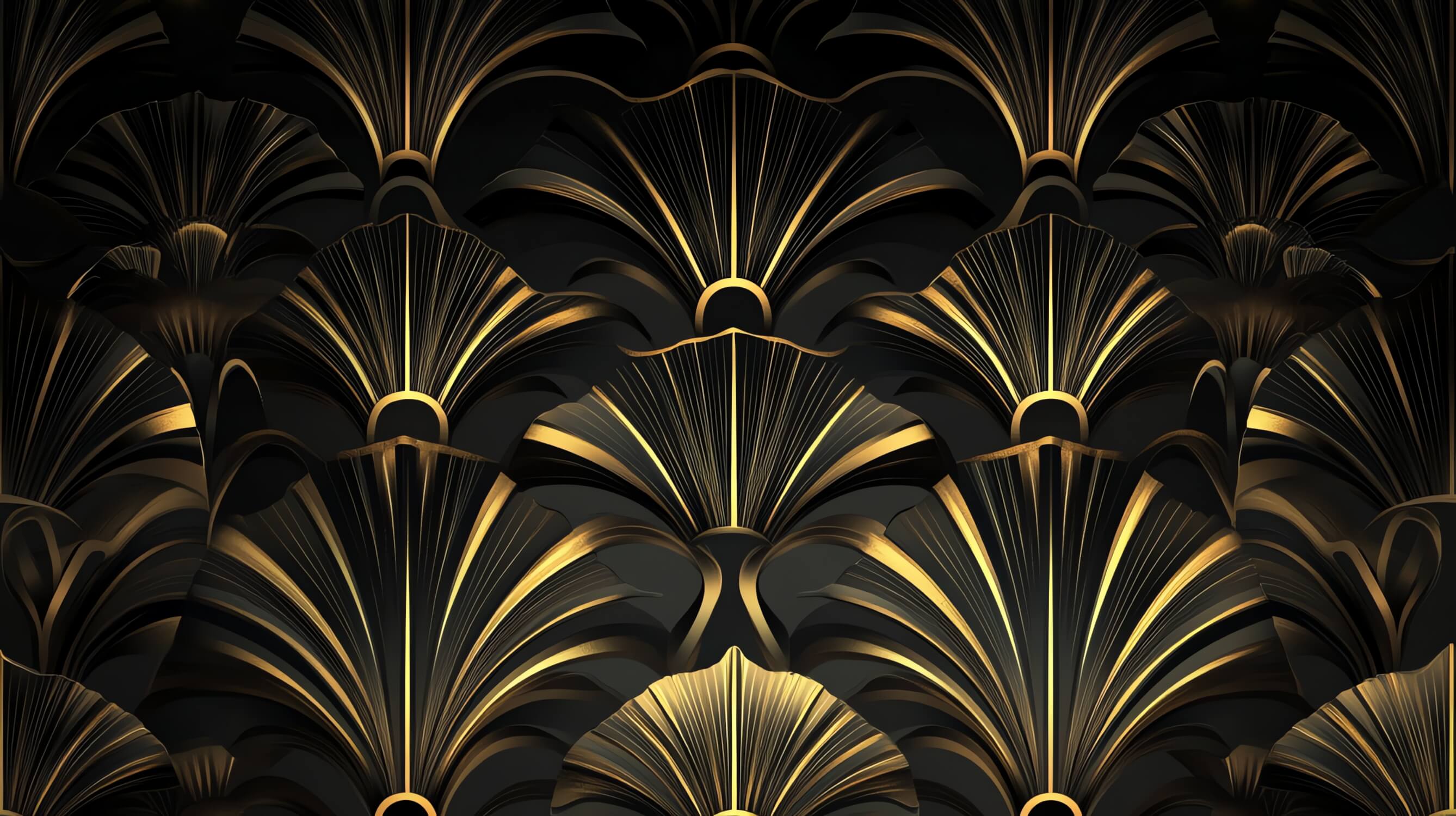 Dark Gold Art Deco Wallpaper | Murals Wallpaper