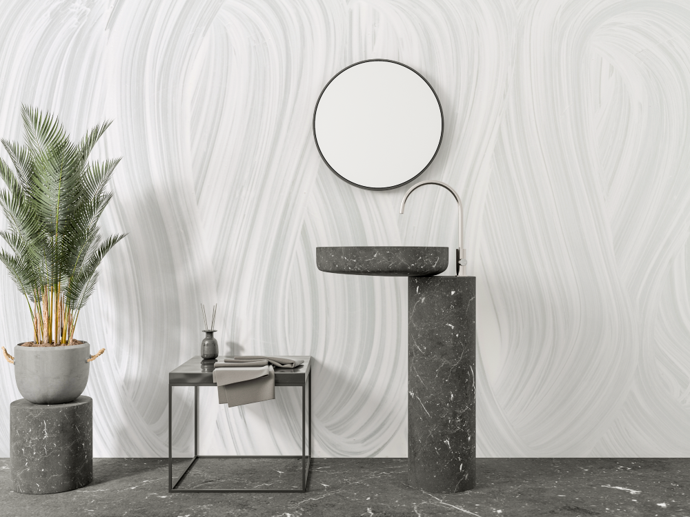 White Bathroom Wallpaper | Murals Wallpaper