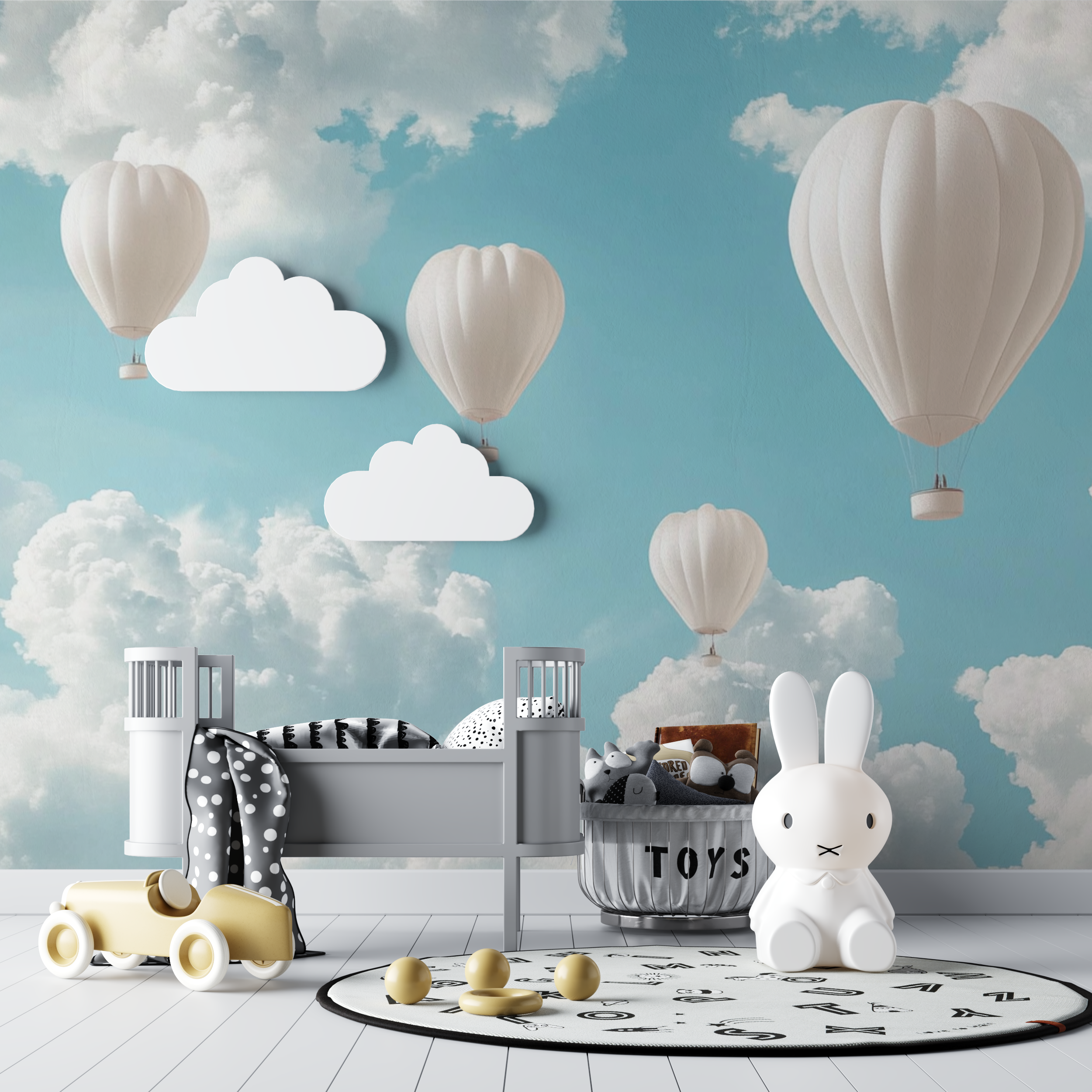 Heißluftballon und goldene Wolken Tapete | Wandbilder Tapete