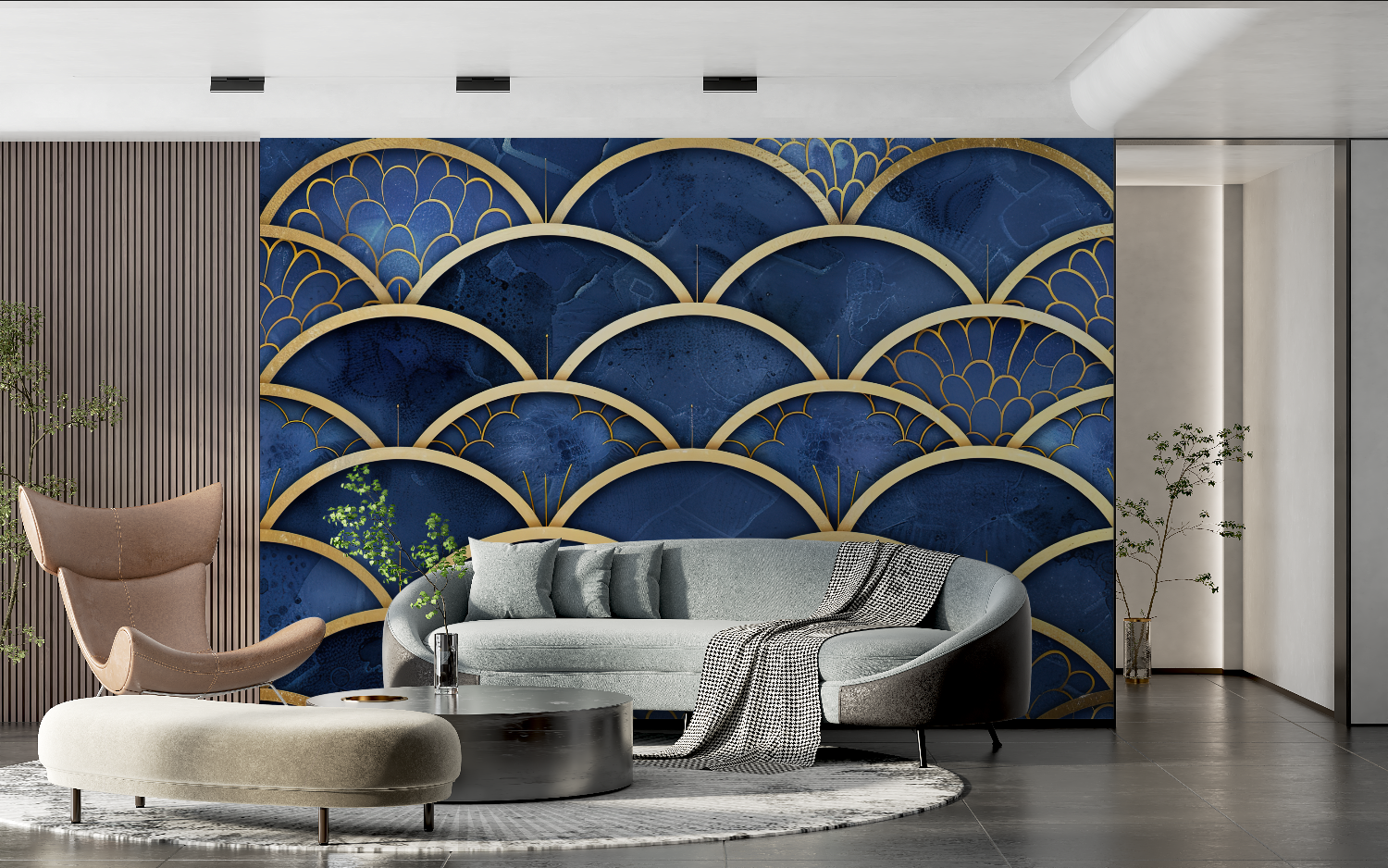 Art Deco Blue and Gold Wallpaper Replica | Murals Wallpaper