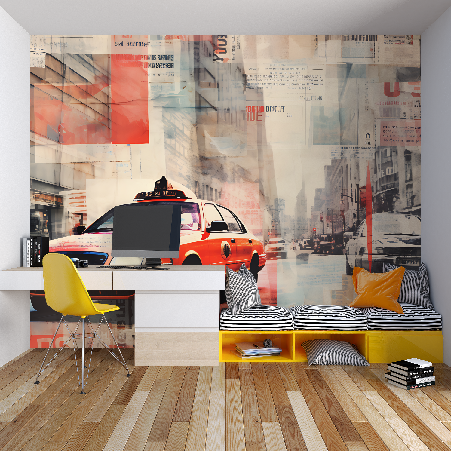 Black and White Collage Wallpaper Car | Murals Wallpaper