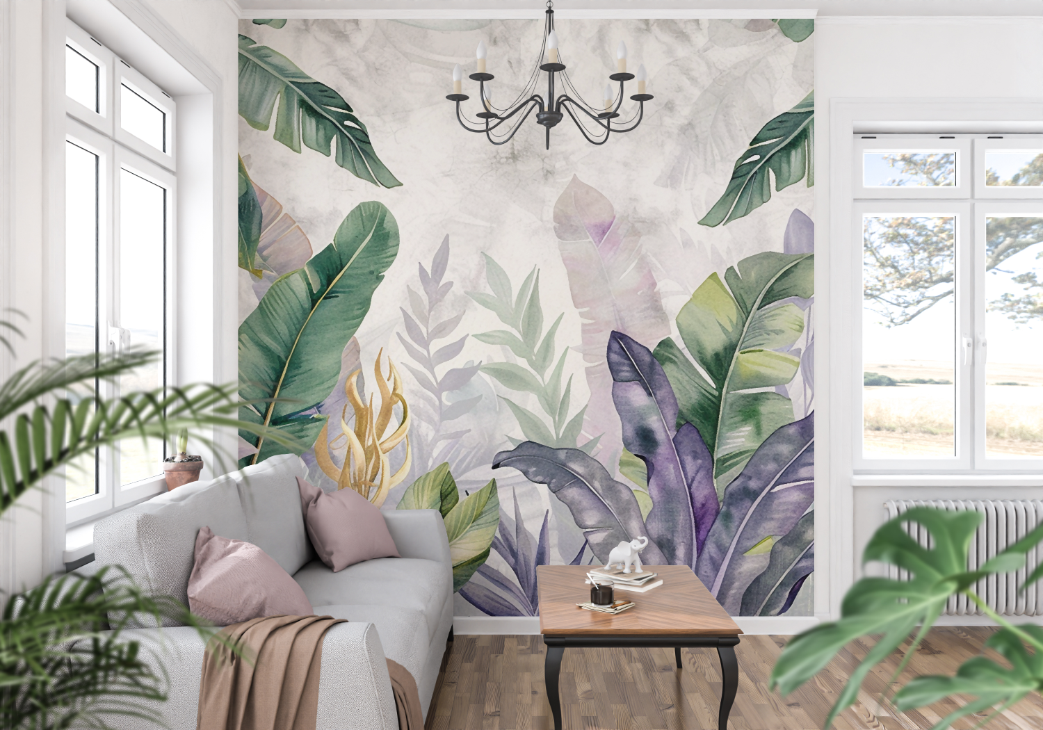Tropical Purple Wallpaper | Murals Wallpaper