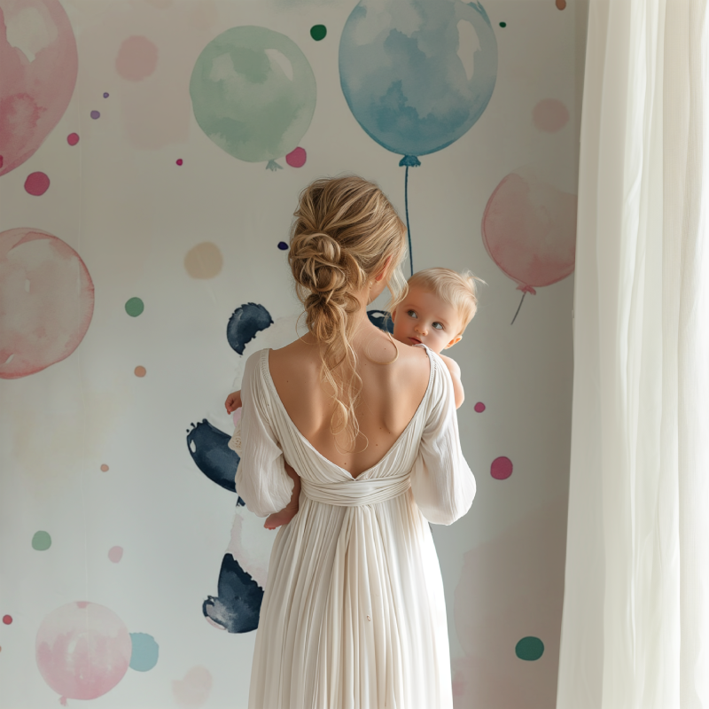 Panda and Colorful Balloons Wallpaper | Murals Wallpaper