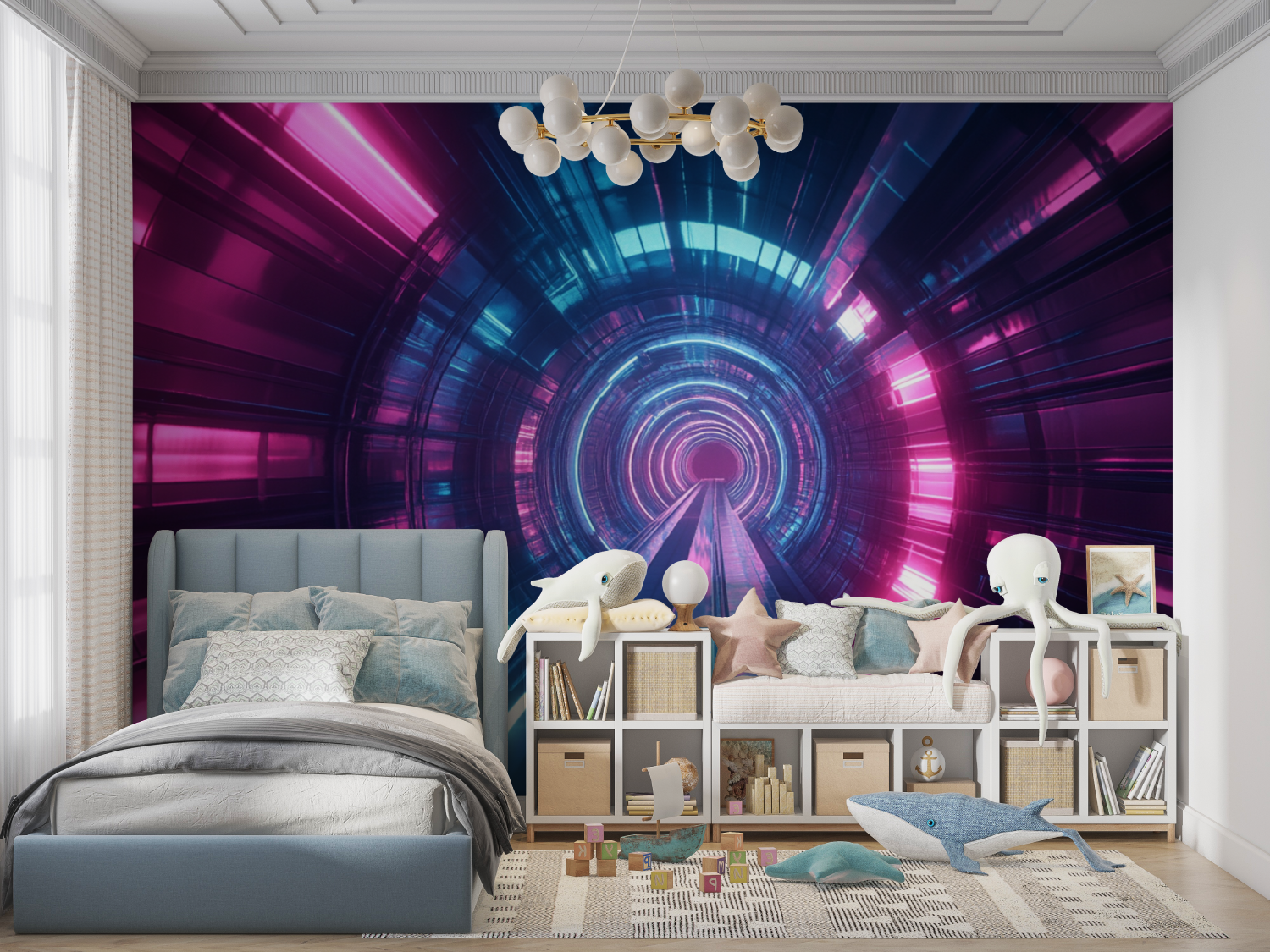 3D Light Corridor Wallpaper | Murals Wallpaper