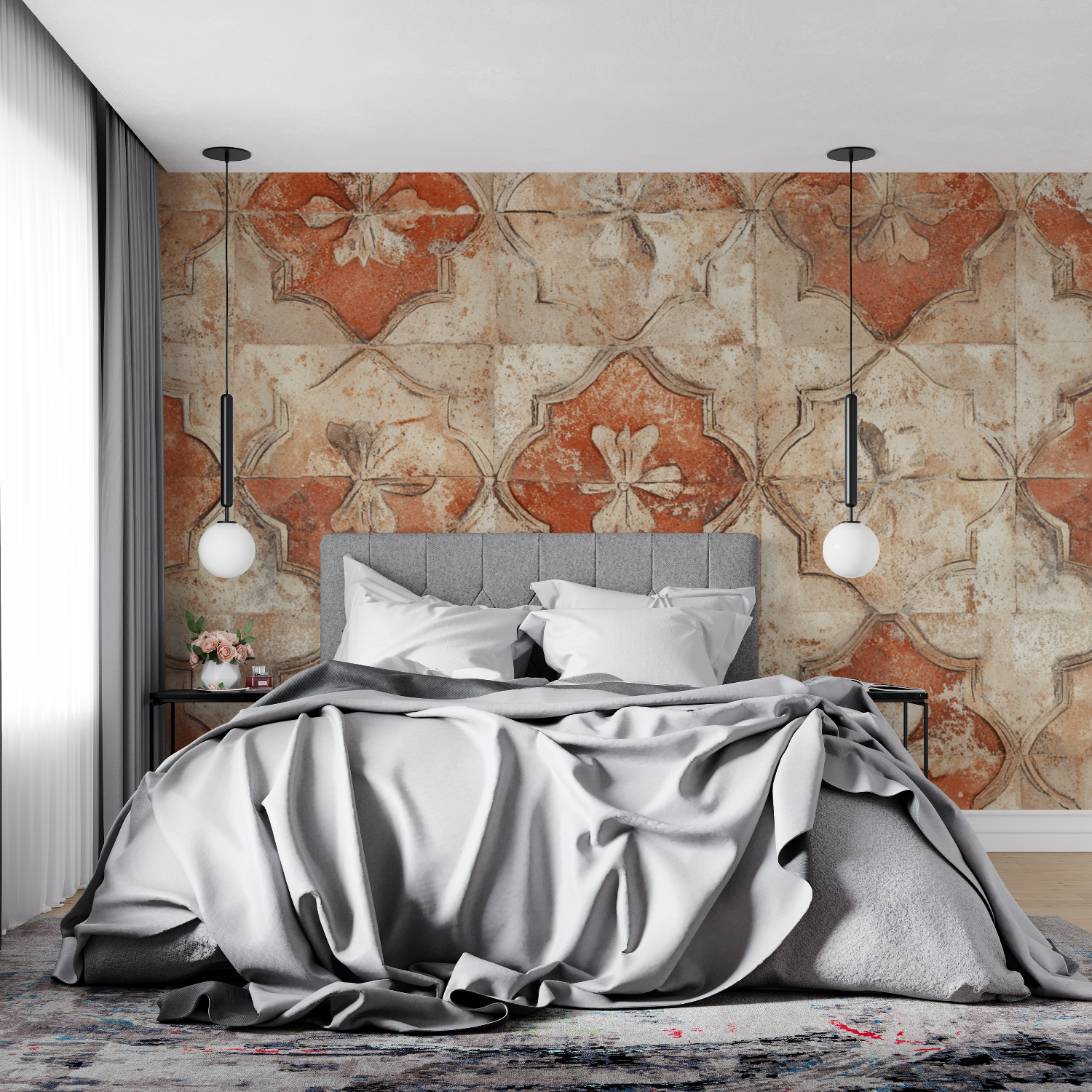 Terracotta Wallpaper and Vintage Tile | Murals Wallpaper