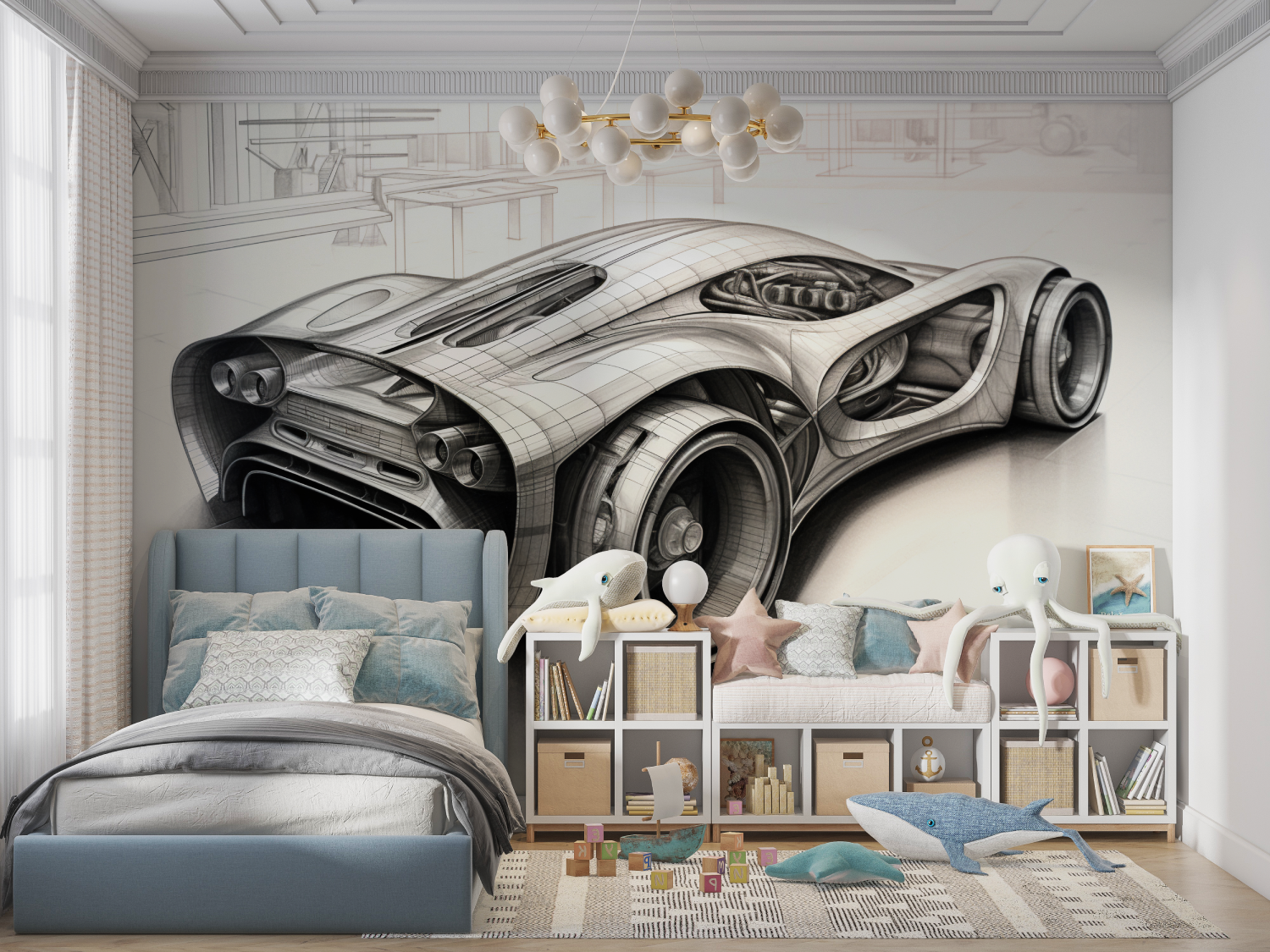 Technical Drawing Wallpaper Car | Murals Wallpaper