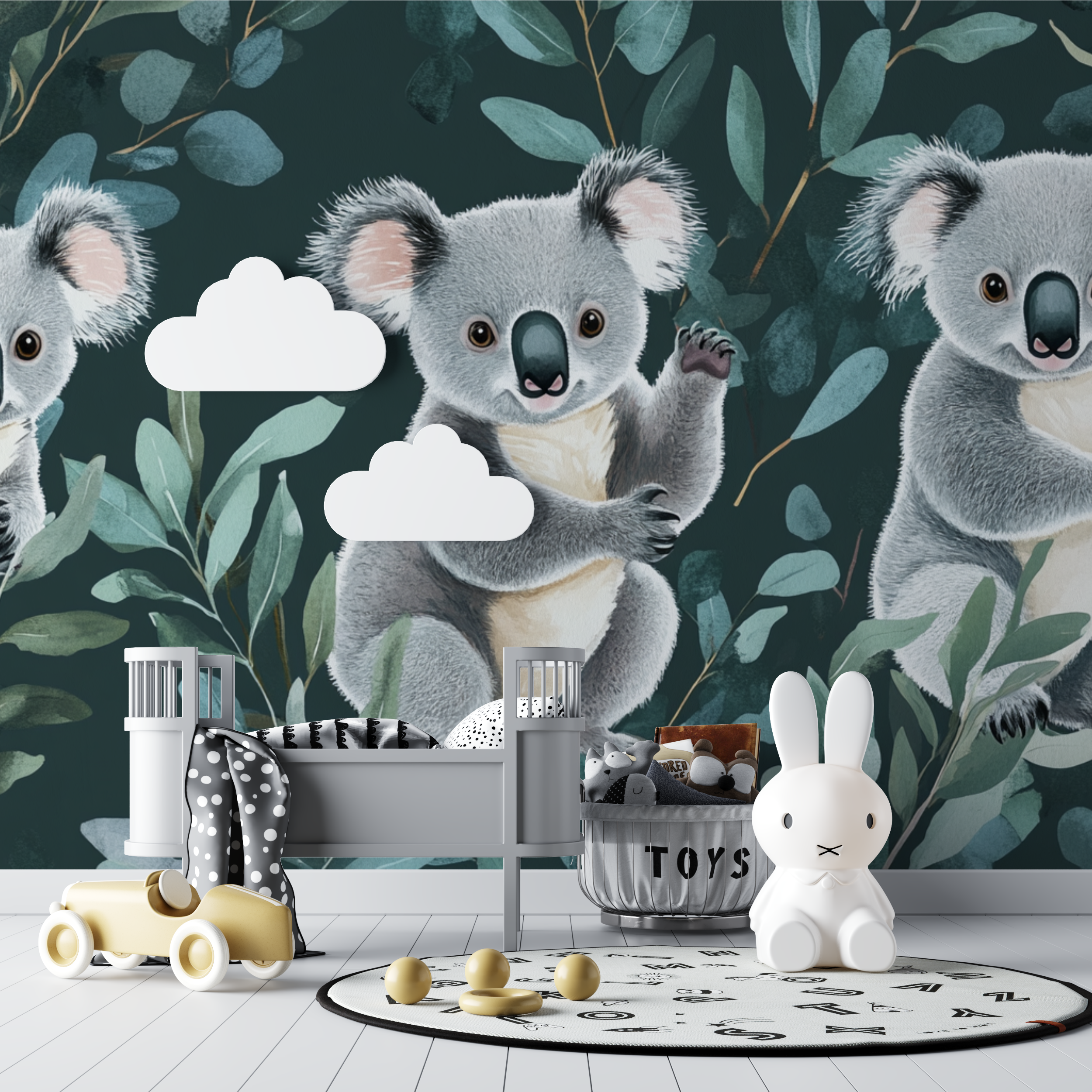 Koala-Tapete im Blatttanz | Wandbilder