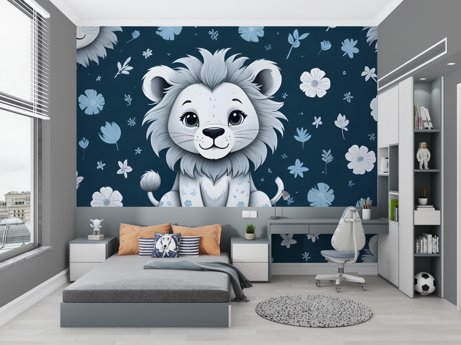 Blaue Baby Löwen Tapete | Wandbilder Tapete