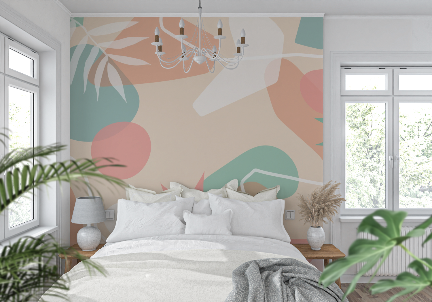 Tropical Green and Pink Wallpaper | Murals Wallpaper