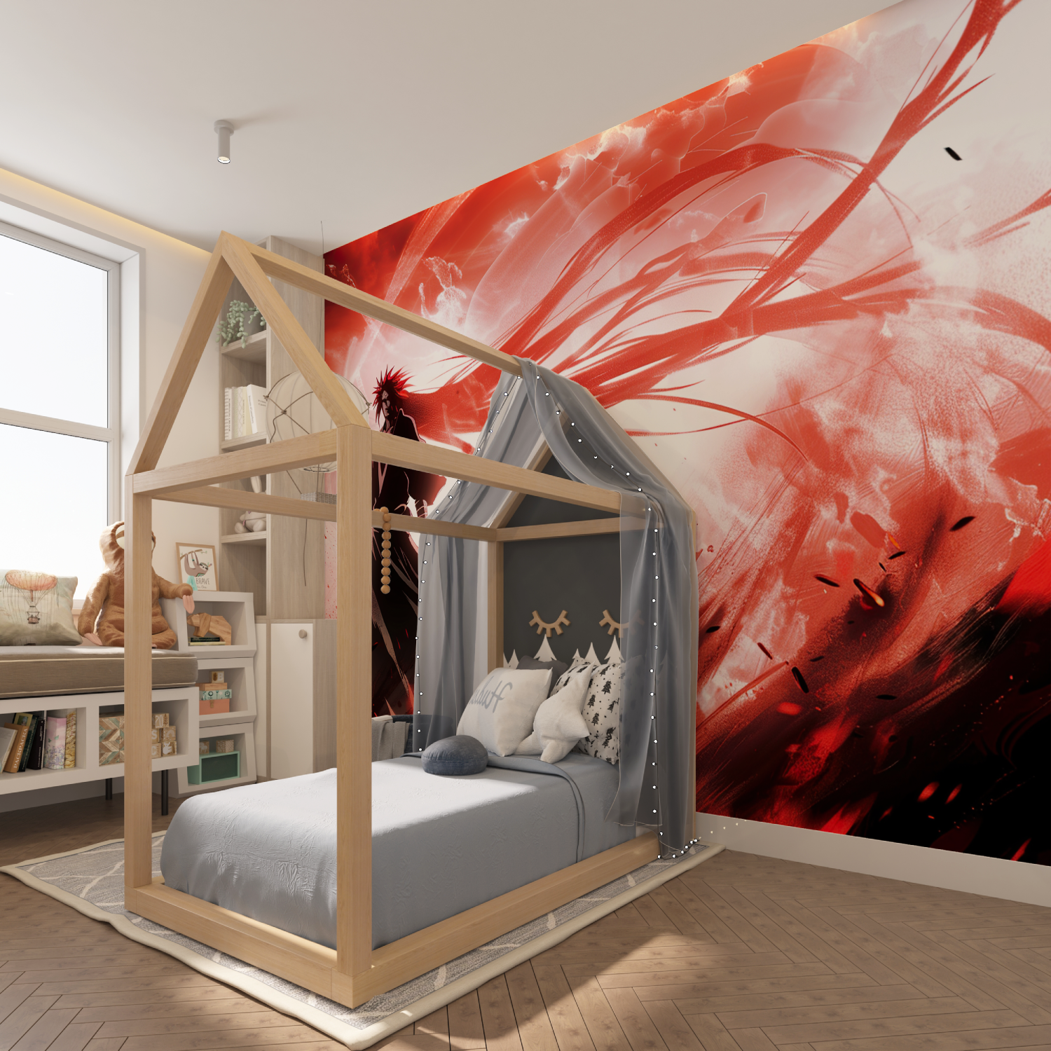 Red TornTeenager Anime Wallpaper | Murals Wallpaper