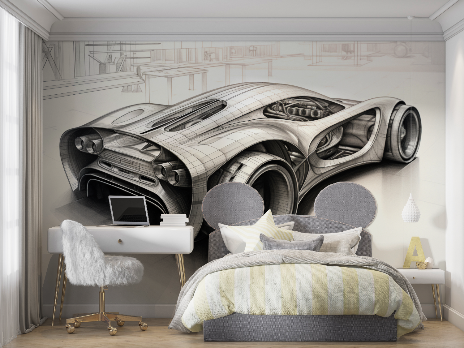 Technische Zeichnung als Tapete | Wandtapete