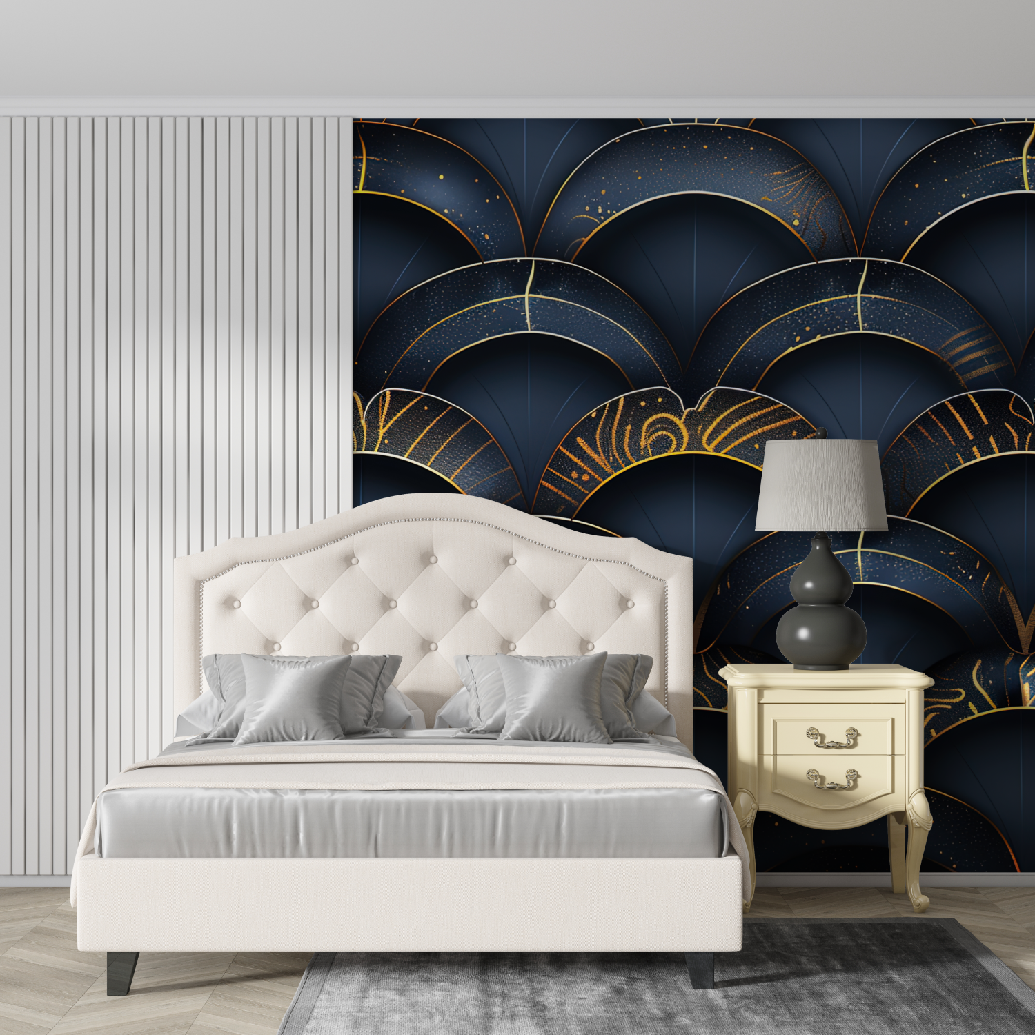 Dark Blue Art Deco Wallpaper | Murals Wallpaper