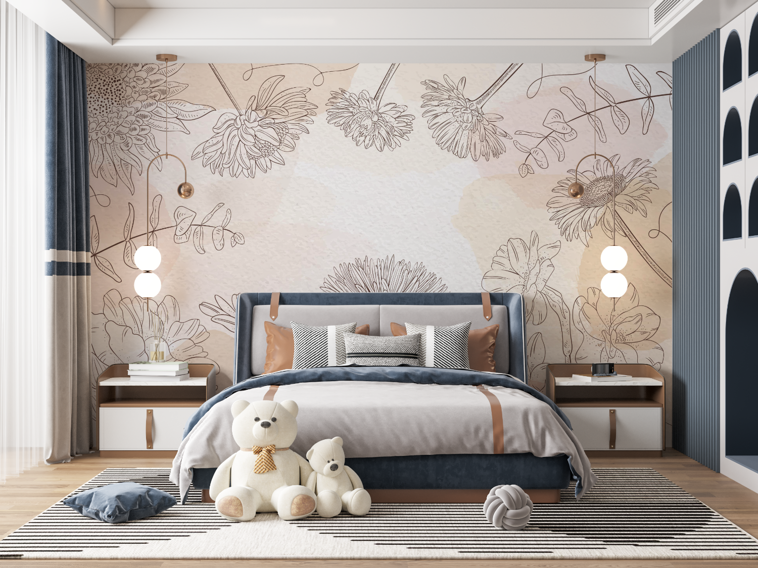 Blumentapete für Kinderzimmer | Wandtapete