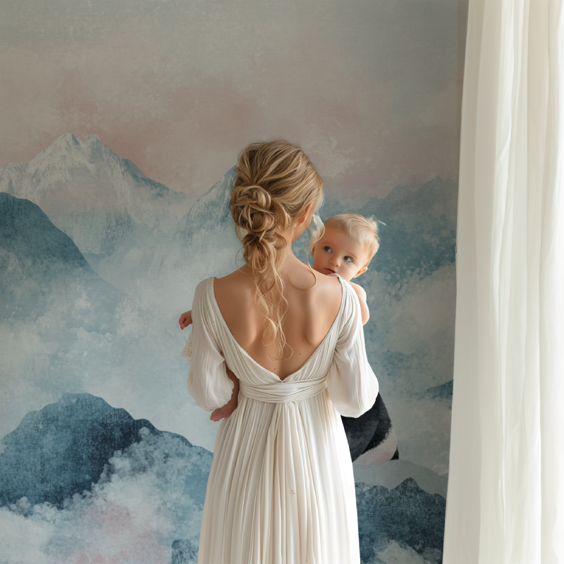 Panda und sanfte Berge Tapete | Wandbilder Tapete