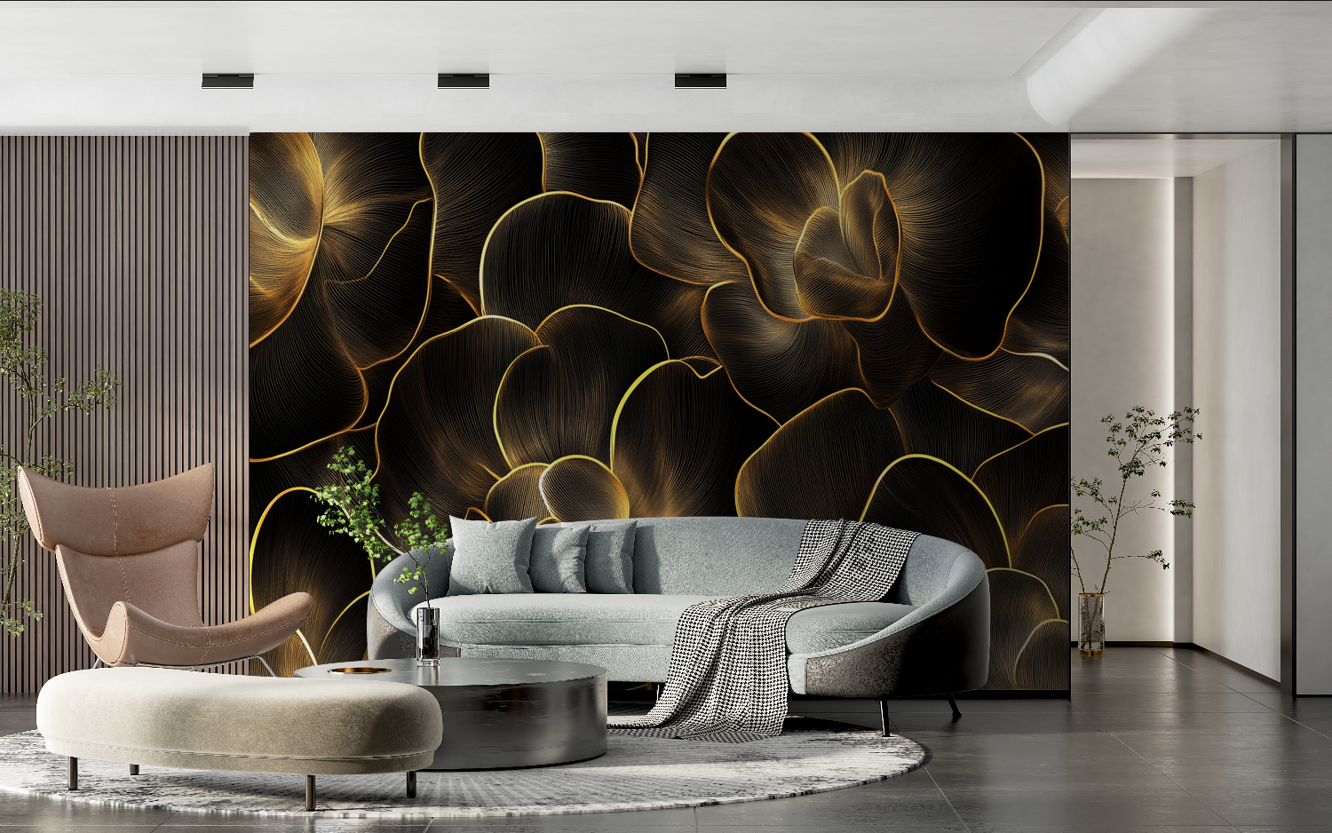 Black and Gold Wallpaper Living Room | Murals Wallpaper