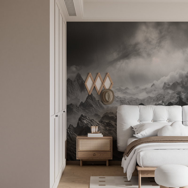 Mountain Chain Black and White Wallpaper | Murals Wallpaper