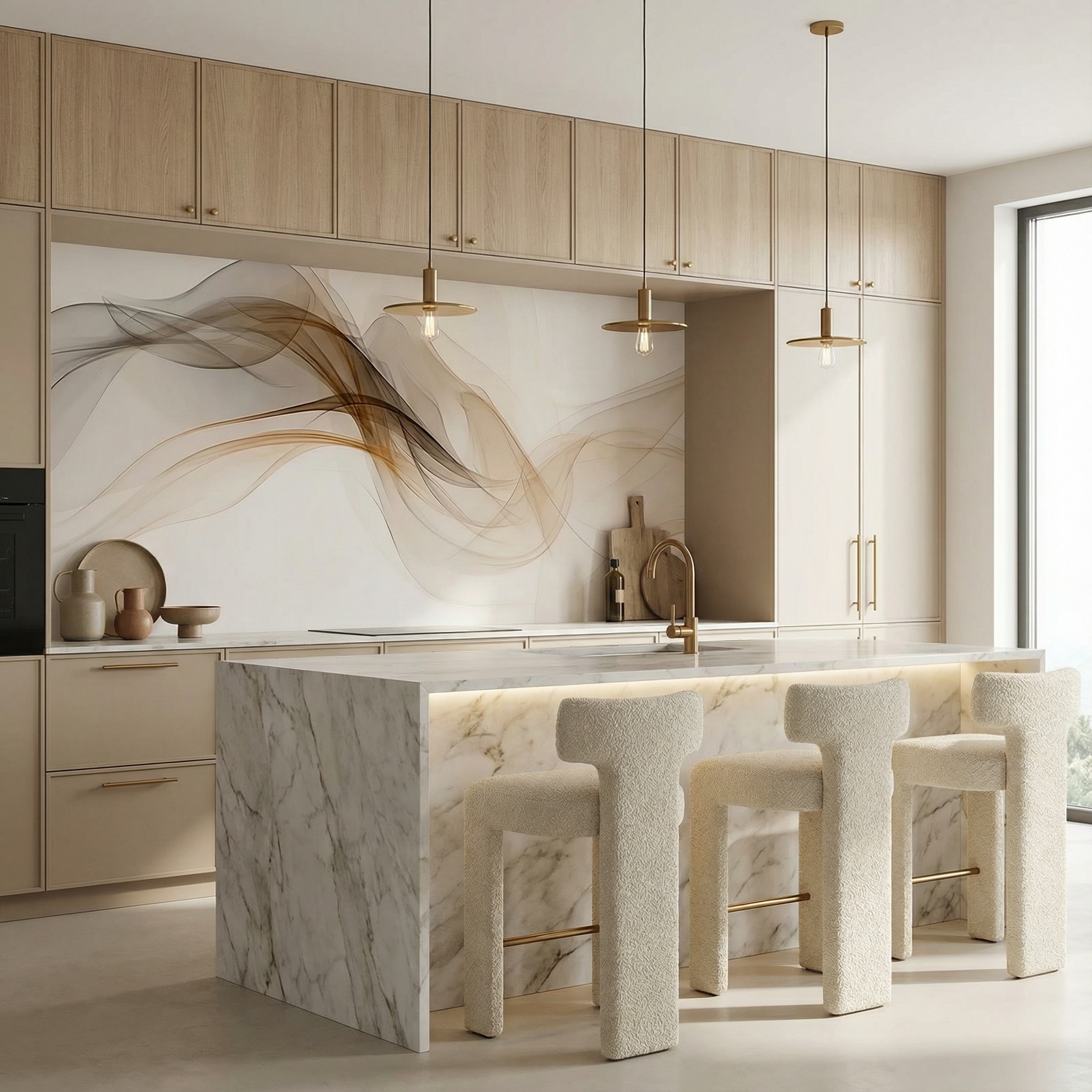 Amber Flow Abstract Mural Wallpaper