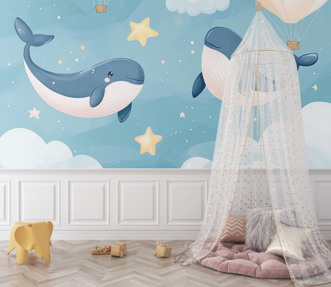 Marine Duo Whale Cloud Wallpaper | Murals Wallpaper