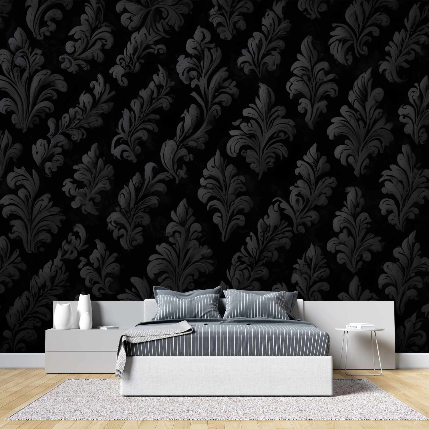 Black Damask Wallpaper | Murals Wallpaper