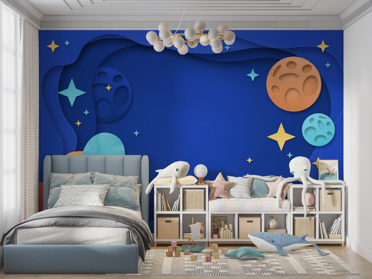 Space Theme Boys' Room Wallpaper | Murals Wallpaper