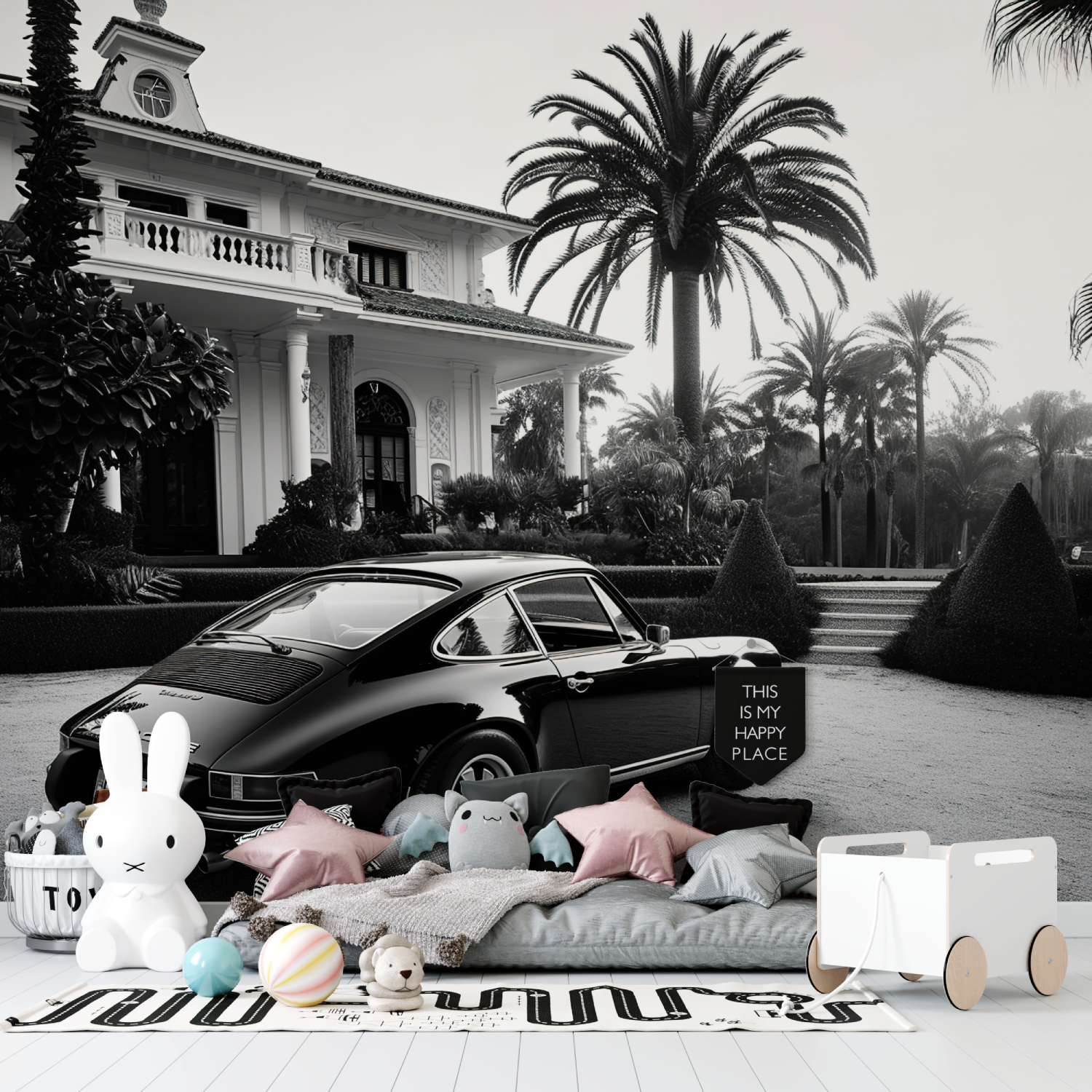 Black and White Wallpaper Black Car | Murals Wallpaper