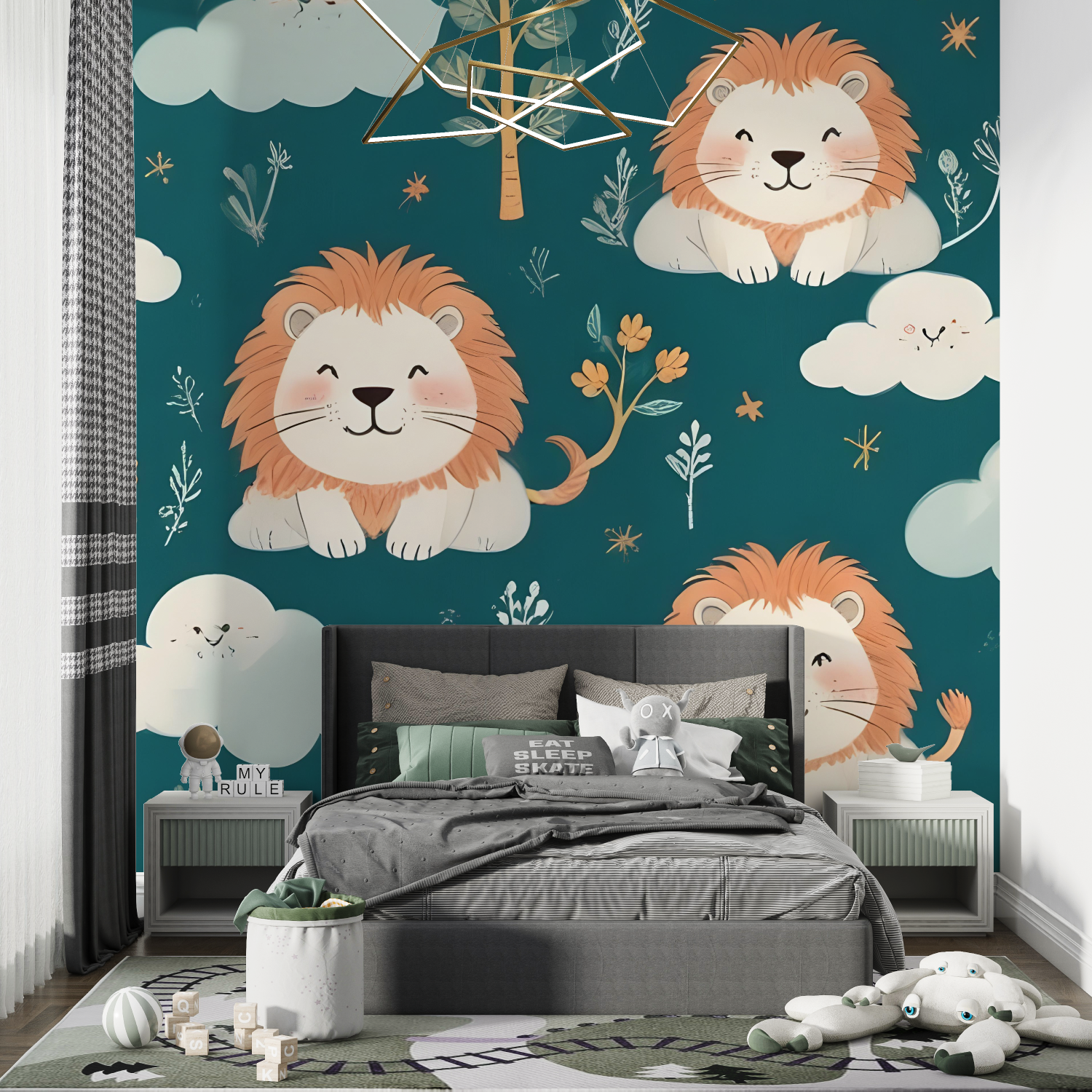 Lion Pattern Kids Wallpaper | Murals Wallpaper