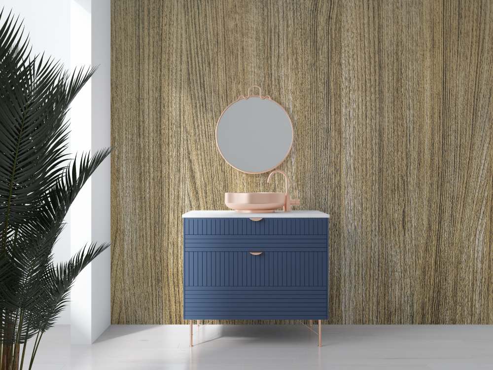 Tapete in Holzoptik für das Badezimmer | Wandbilder Tapete