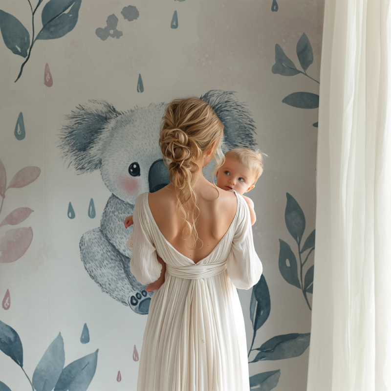 Koala and Gentle Rain Wallpaper | Murals Wallpaper