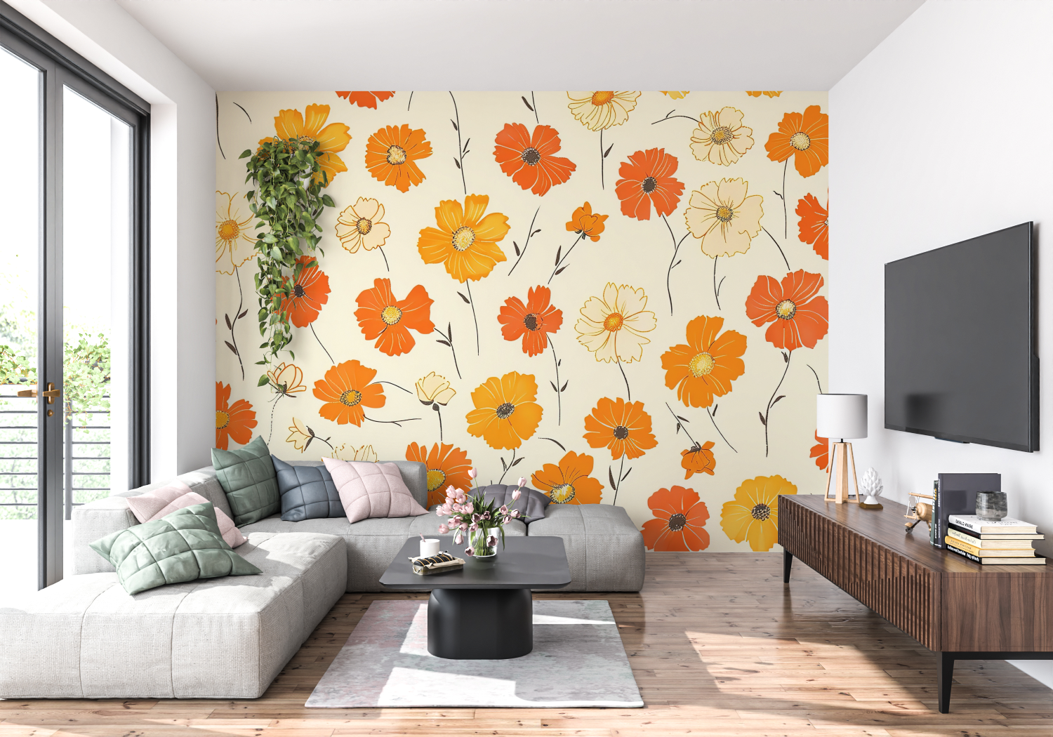 Vintage Orange and White Wallpaper | Murals Wallpaper
