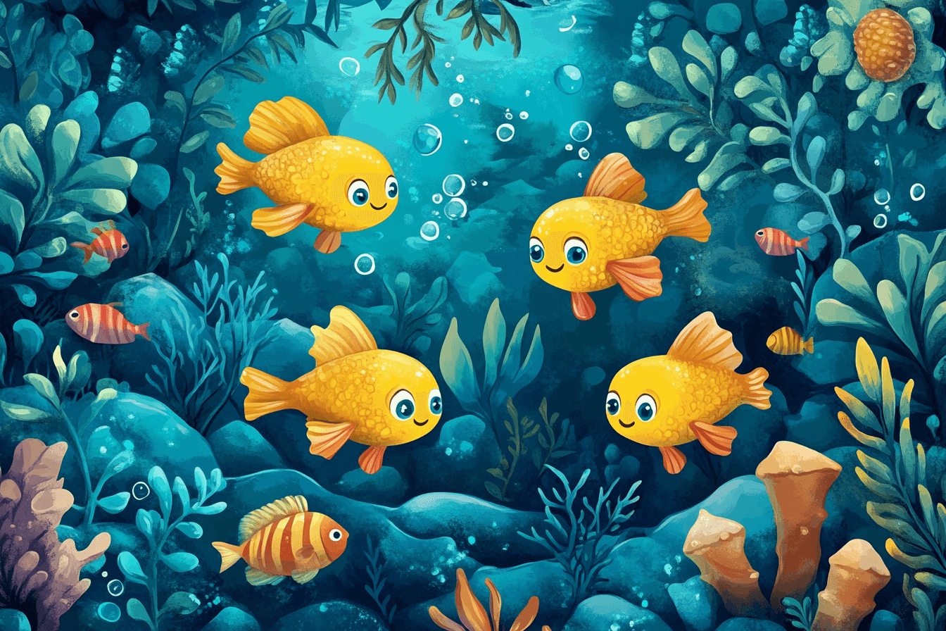 Underwater Theme Yellow and Blue Wallpaper | Murals Wallpaper