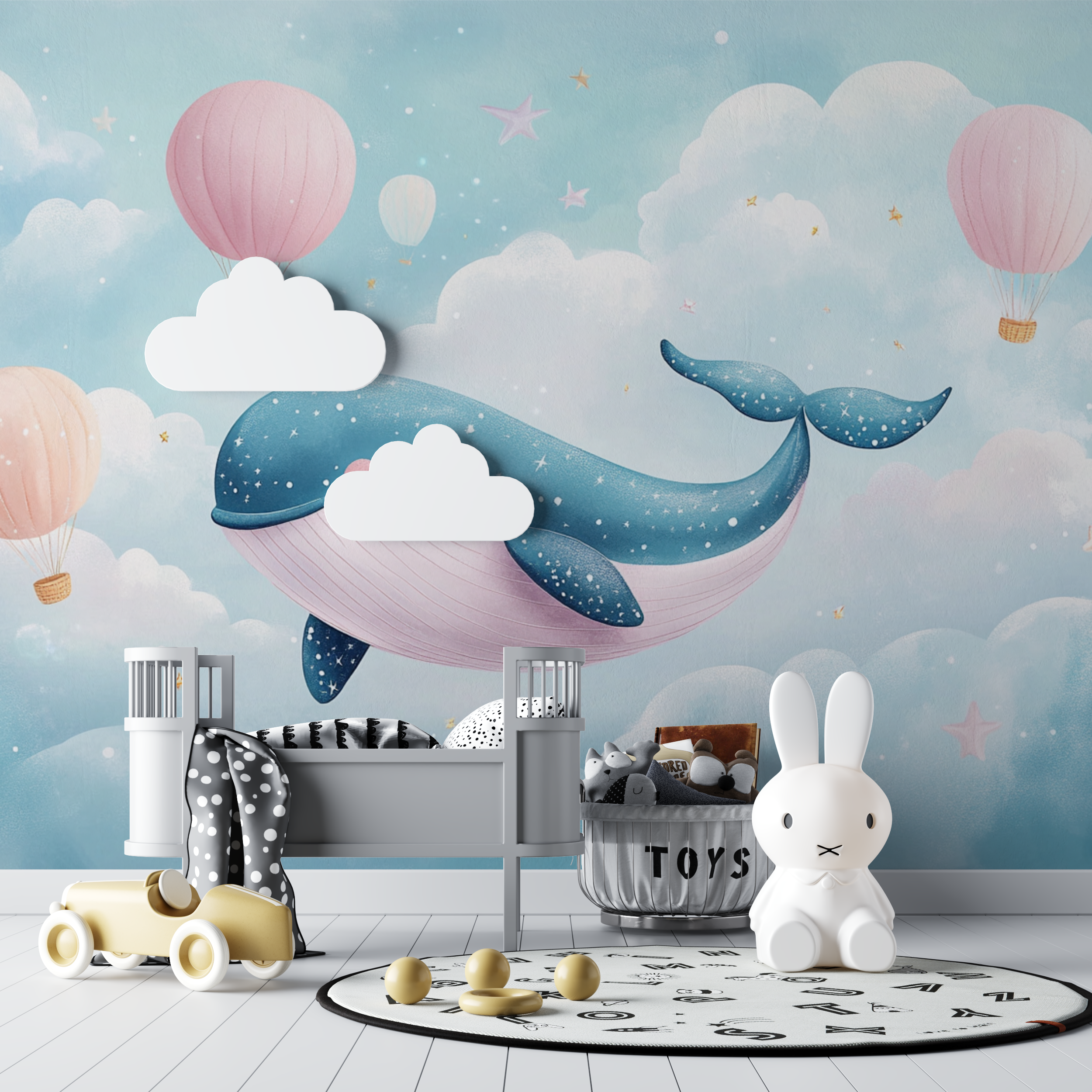 Cloud Cotton Whale Wallpaper | Murals Wallpaper