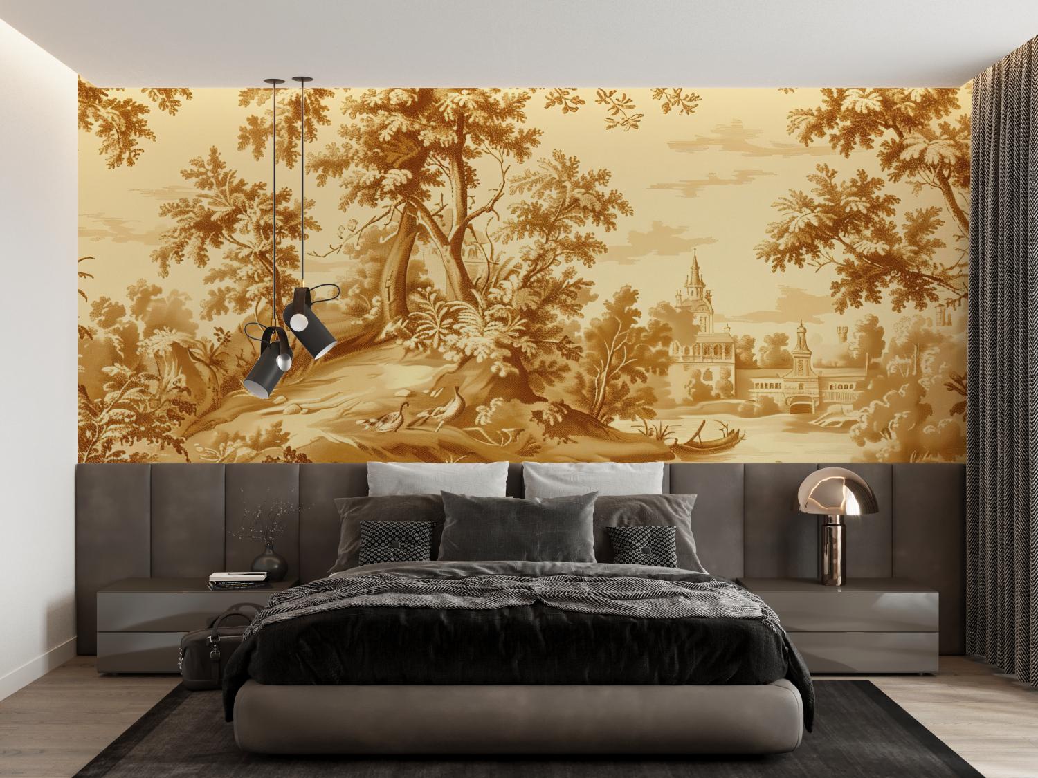 Gelbe Landschaft Toile Tapete | Wandbilder Tapete