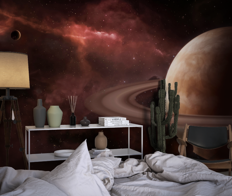 Moon Saturn Space Wallpaper Bedroom | Murals Wallpaper