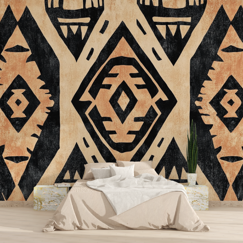 Terracotta Wallpaper with Aztec Patterns | Murals Wallpaper