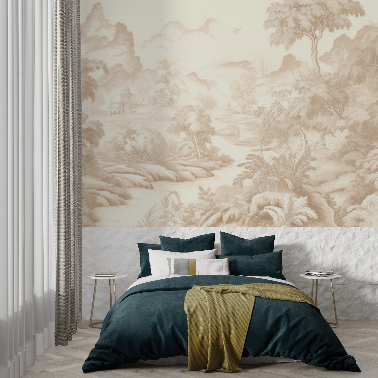 Beige Toile De Jouy Wallpaper | Murals Wallpaper