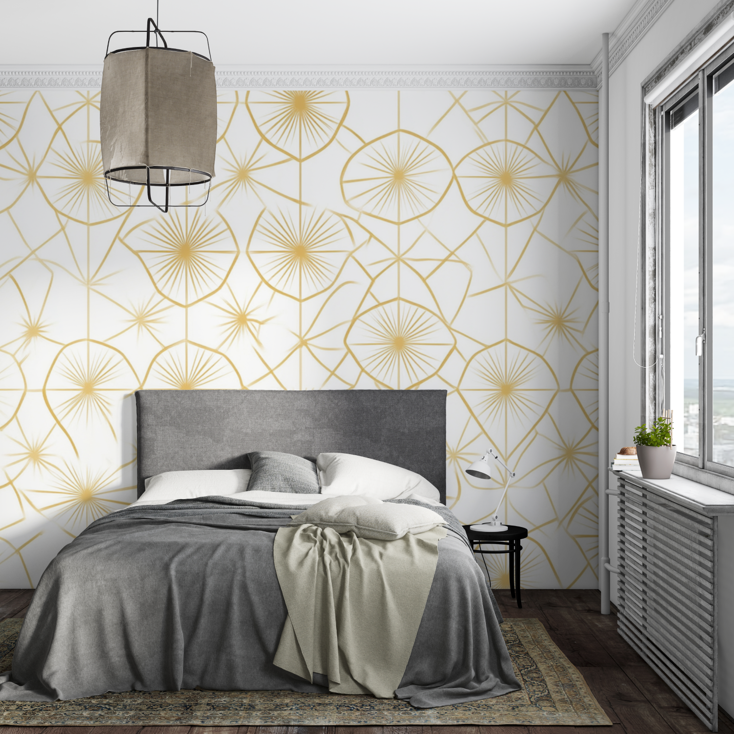 Art Deco White Gold Wallpaper | Murals Wallpaper