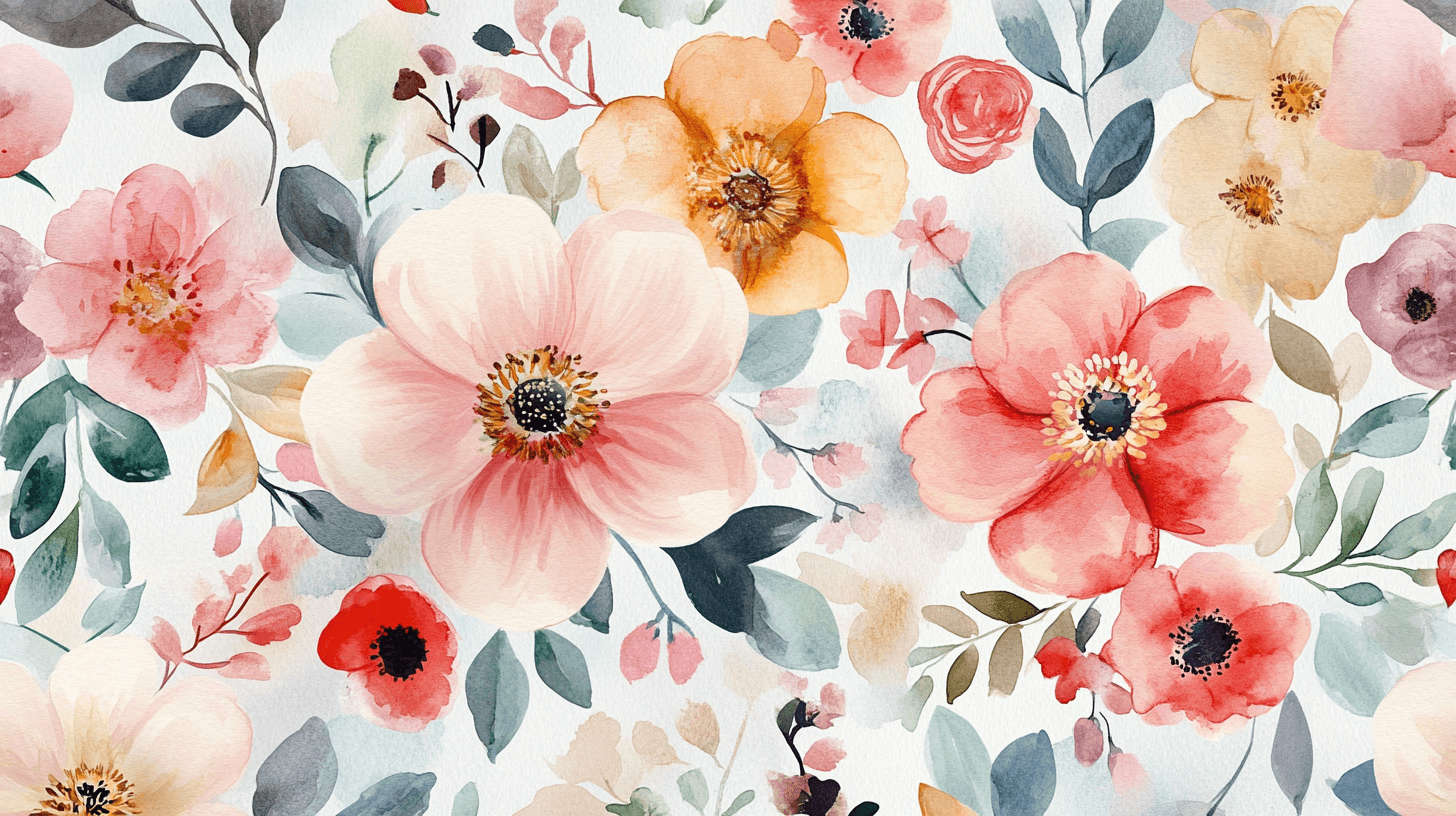 Delicate Bohemian Floral Watercolor Wallpaper | Murals Wallpaper