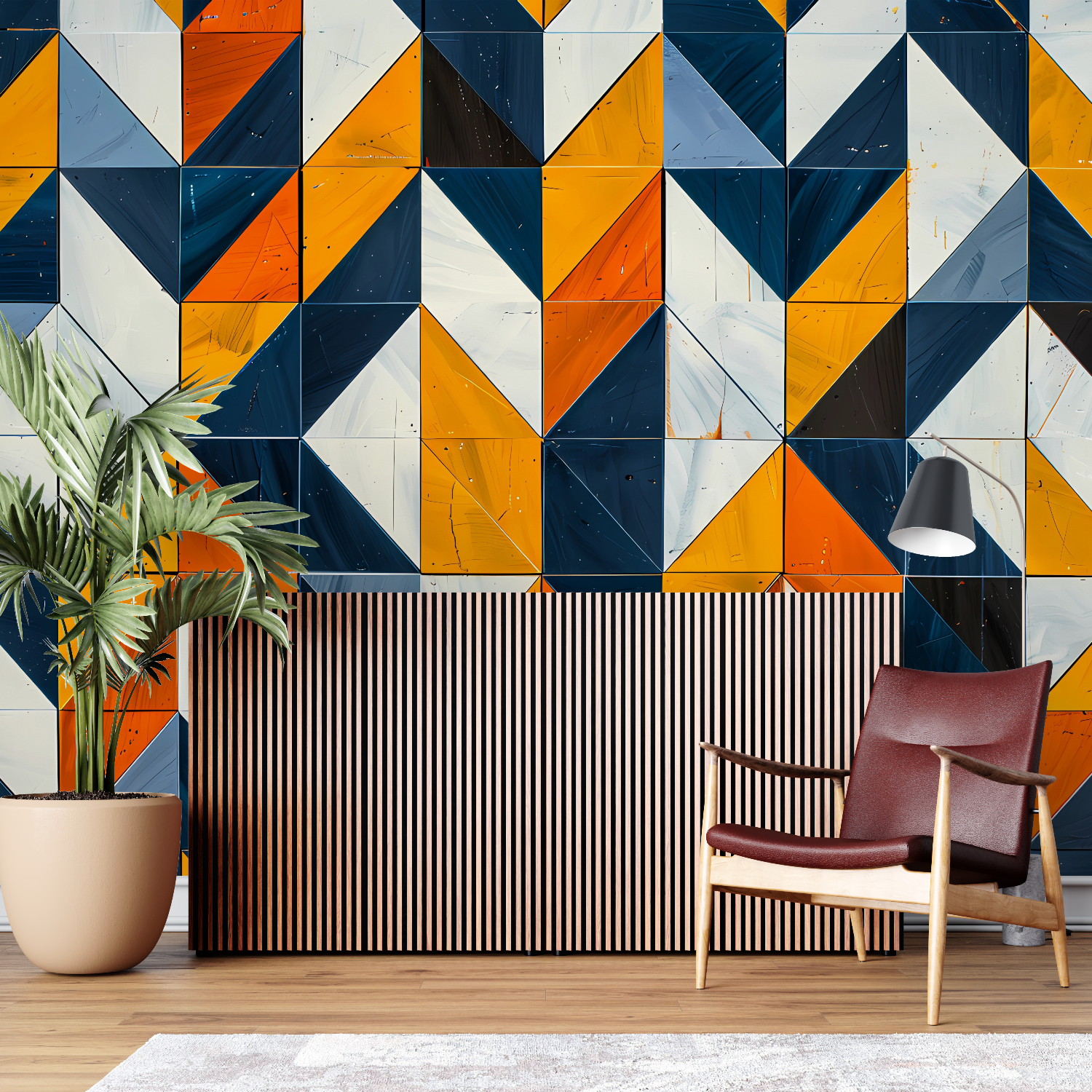 Geometric Pattern Orange Wallpaper | Murals Wallpaper